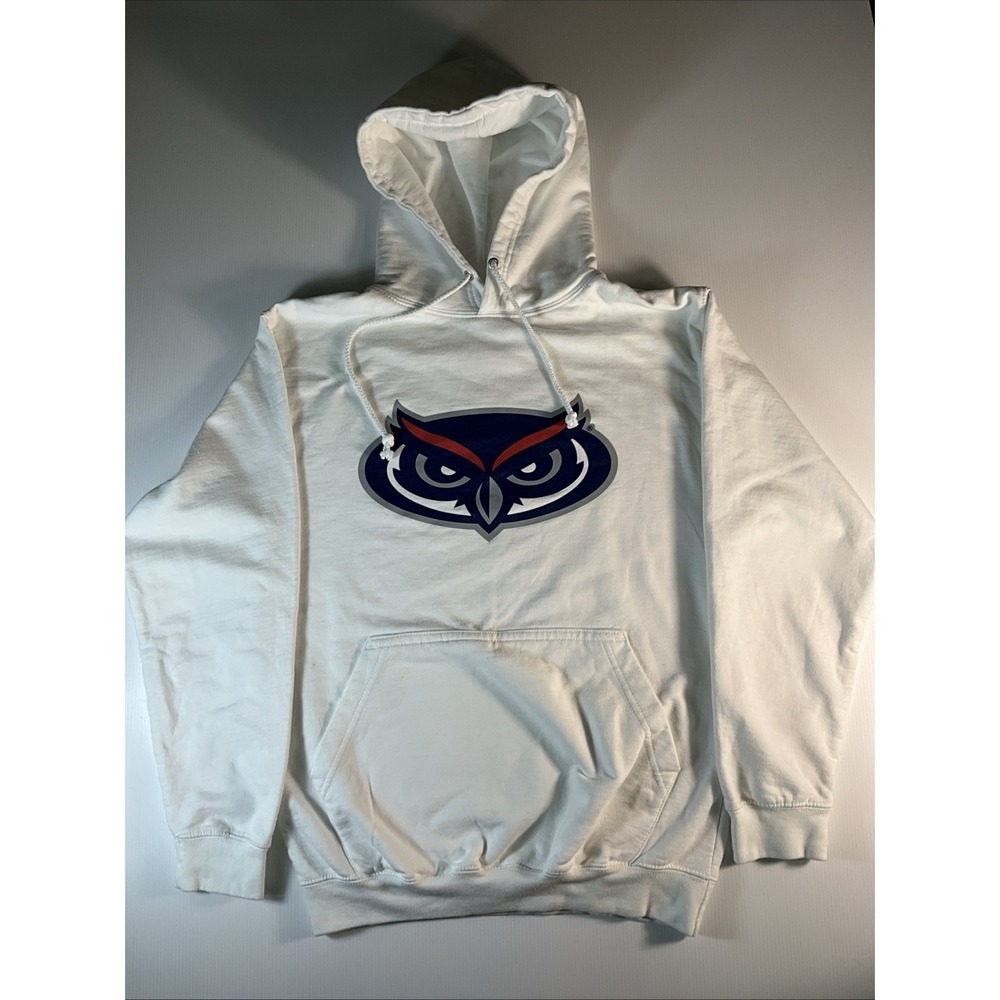 Florida Atlantic FAU Owls Men's Large White Pullover Hoodie Sweatshirt